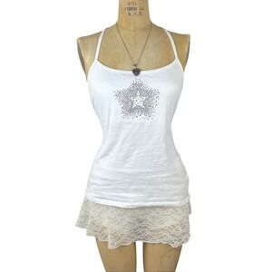 Y2K 2000's Tank Top Racerback Rhinestone Star Layering Fairy Size Medium